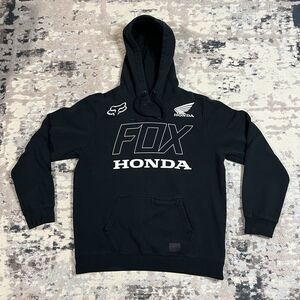 Fox Honda Hoodie Mens Sz M Black Pullover Motocross Logo Graphic Racing